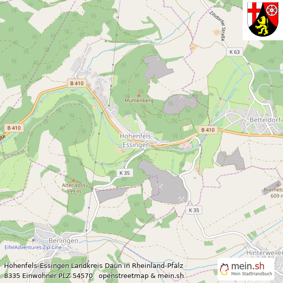 Hohenfels-Essingen Landkreis Daun Lageplan © Openstreetmap Contributors Hohenfels-Essingen Kleines Dorf Lageplan
